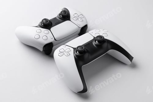 Preview: Wireless game controllers on light grey background