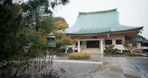 Preview: Buddist temple, japan and worship by culture for religion, praise and prayer building in town. Japa