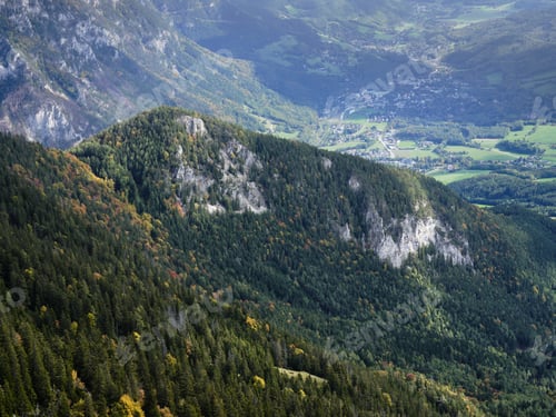 Preview: View of the surrounding villages and hills from the Rax mountain range in Austria