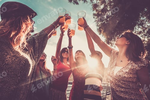 Preview: celebrating friendship or success team works outdoor