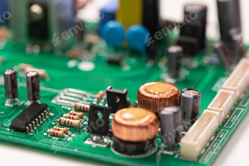 Preview: Close-Up of Electronic Circuit Board Components