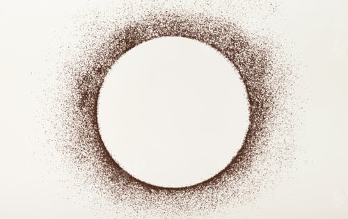 Preview: Circle made of coffee powder on white isolated background