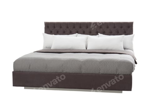 Preview: Comfortable bed on white background. Idea for interior design