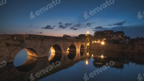 Preview: Augustus and Tiberius Bridge in Rimini at night