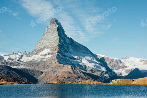 Preview: Picturesque view of Matterhorn peak and Stellisee lake in Swiss Alps