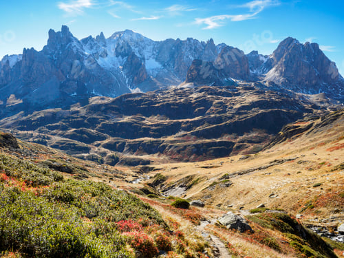 Preview: Mountain view in Ecrins national park near refuge Drayeres, France