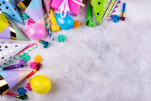 Preview: Birthday party celebration concept with papaer hat