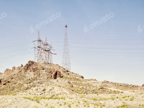 Preview: View of electrical towers at Hoover Dam, Nevada, USA