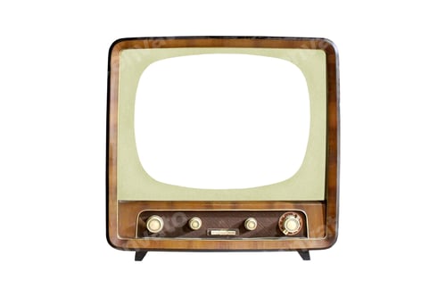 Preview: Vintage CRT TV set with blank screen isolated on white