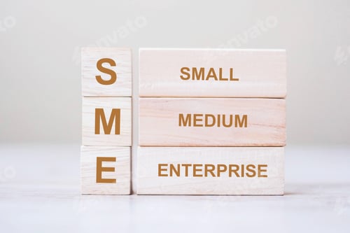 Preview: SME text (Small Medium Enterprise) wooden cube blocks