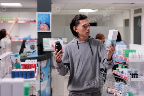 Preview: Young adult checking medication packages