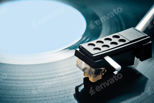 Preview: Closeup shot of stylus on a vinyl LP record