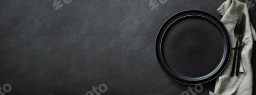 Preview: Black Banner with Black Plates and Cutlery.