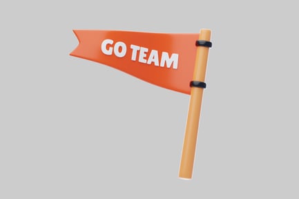 Preview: Orange pennant with the words "GO TEAM" in white letters