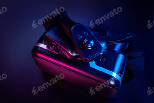 Preview: VR. Virtual Reality equipment on the table