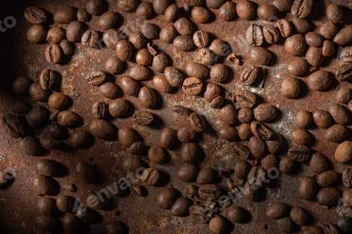 Preview: Art Style. Still Life Coffee- Dark Food Photo. Coffee Bean Background