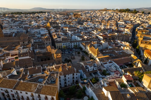 Preview: Drone skyline view of Antequera, Spanish town in Andalucia, Spain