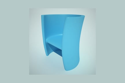 Preview: Curved armchair with elongated backrest, side view