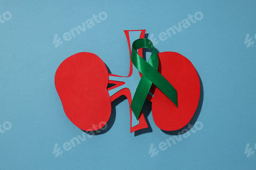 Preview: Health care concept, kidneys on a blue background.