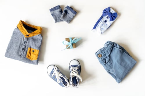 Preview: Different child clothes, pants, shirt, accessories.Baby shower,boy birthday,newborn party present
