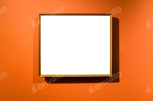 Preview: narrow wooden picture frame on orange wall