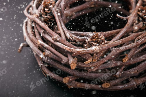 Preview: Christmas Wood Wreath with Natural Twigs