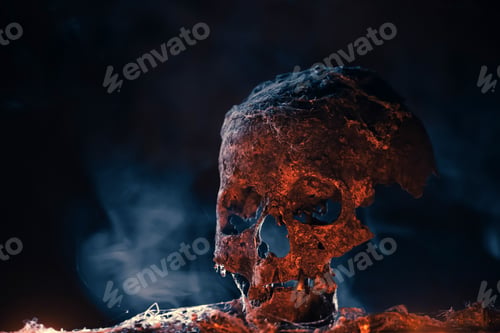 Preview: Scary grunge skull wallpaper. Halloween background.