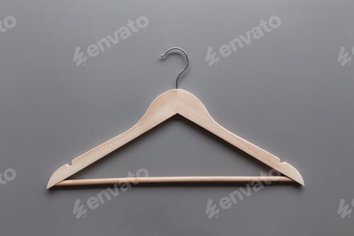 Preview: Wooden Clothes Hanger on a Gray Background
