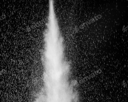 Preview: White steam and splashing water on a black background. Abstract background, design element