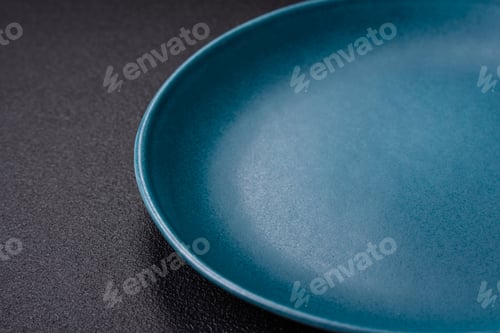 Preview: Beautiful empty round ceramic plate on a concrete background