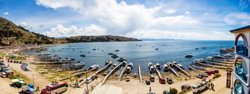 Preview: View at town Copacabana on Titicaca lake in Bolivia