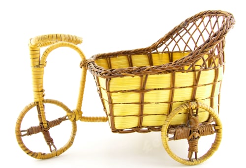 Preview: Empty wooden wheelbarrow