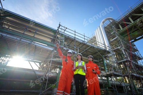 Preview: Professional engineer working in a petroleum refinery, Oil refinery and gas processing plant.