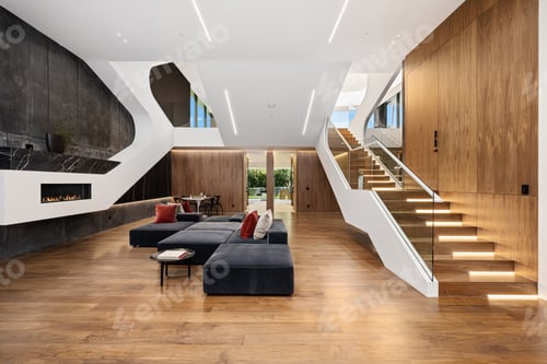 Preview: Interior shot of a living room of a modern house in Los Angeles