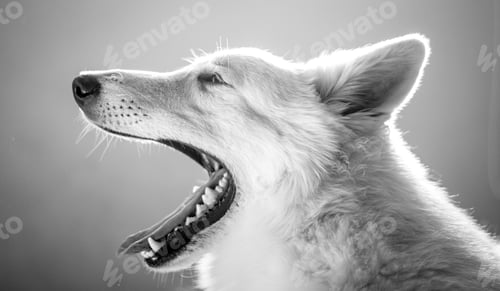 Preview: Adorable furry dog yawning