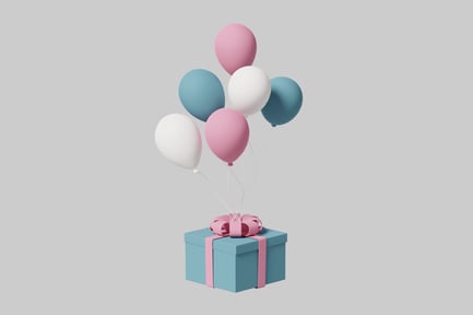 Preview: Gift box with balloons