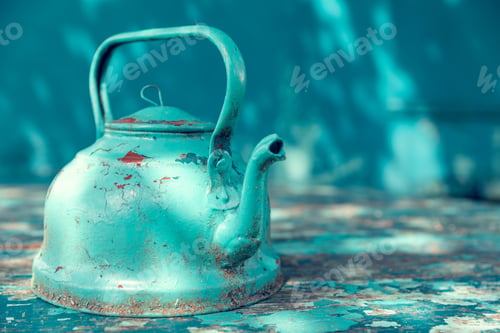 Preview: Rustic antique blue teapot