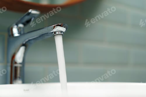 Preview: Modern bathroom interior with white ceramic sink