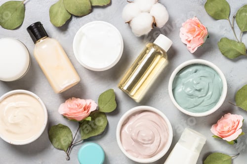 Preview: Clay mask on pink bakground, skincare product