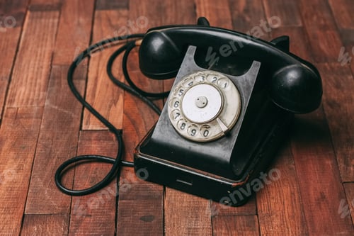 Preview: black retro telephone classic style old fashion technology