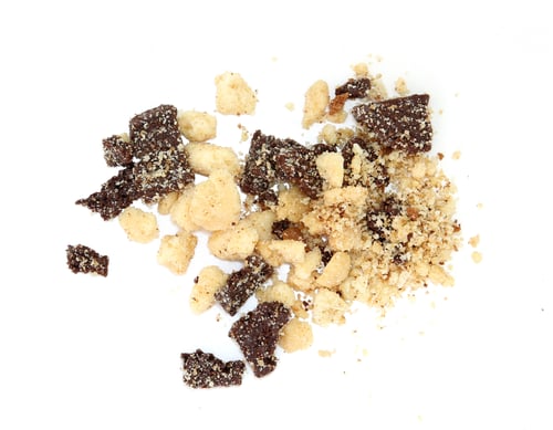 Preview: chocolate and cookie crumbs on white background