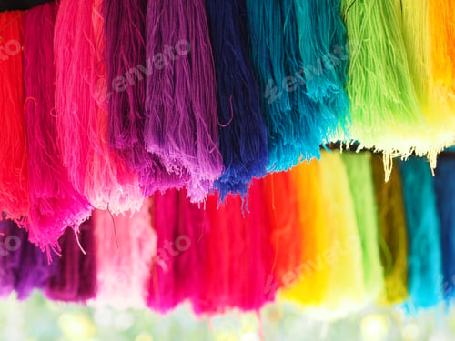 Preview: Yarn, several colors arranged abstract Gradient for background, Garn colorful pink orange red yellow