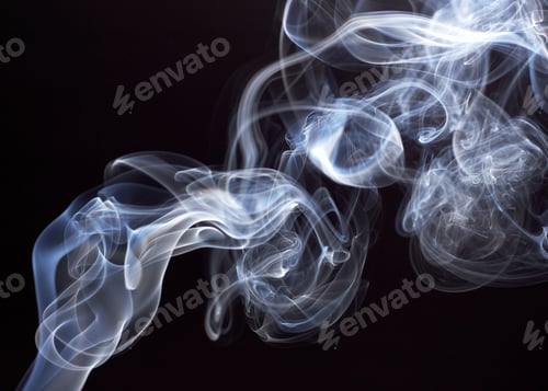 Preview: White abstract smoke from the aromatic sticks on a black background.