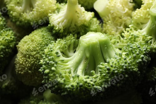 Preview: Fresh green broccoli as background, closeup view