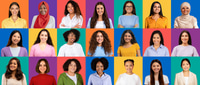 Preview: Collage of Smiling Women on Colorful Backgrounds