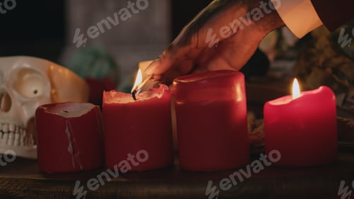 Preview: Horror model lighting candle on mexican holiday
