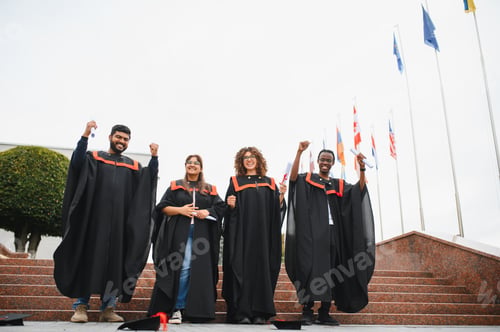 Preview: Diverse group of students celebrating graduation day