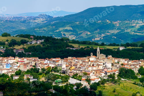 Preview: Landscape in Molise near Macchiagodena and Frosolone. View of Sant Elena Sannita