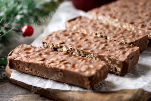Preview: Chocolate nougat bar with puffed rice