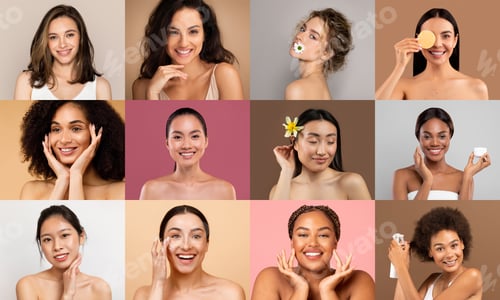 Preview: Diverse Women Showcasing Skincare Routines in Studio